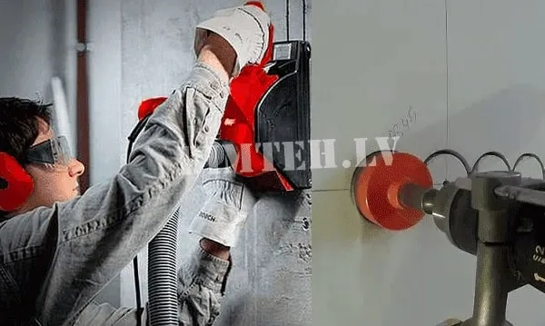 Štrobēšana un dimanta urbšana sienā