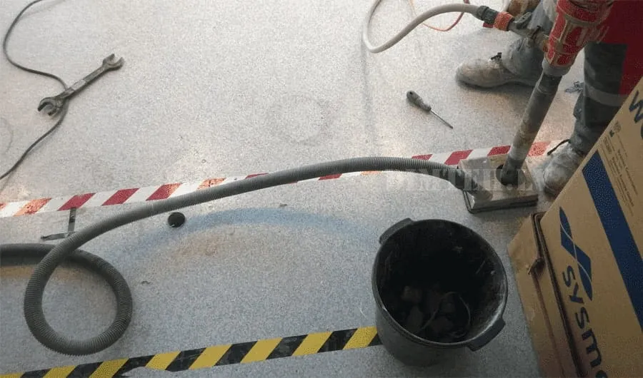 Dimanta urbšana grīdā ar putekļu nosūkšanu